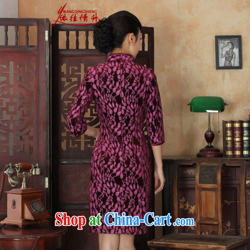 In accordance with the conditions and raise new female Chinese qipao Chinese improved lace gold velour Sau San cheongsam dress 7 cuff cheongsam picture color 3XL, according to the situation, and, on-line shopping