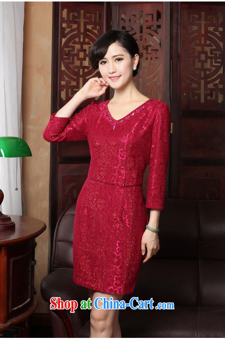 The Yee-new spring lace cheongsam V collar 7 cuff red evening dress cheongsam dress dress uniform toast Evening Dress 3171 Y B 3 XL pictures, price, brand platters! Elections are good character, the national distribution, so why buy now enjoy more preferential! Health