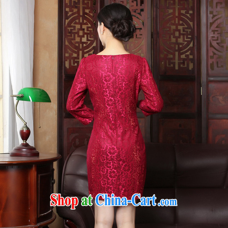 The cross-sectoral Windsor new spring lace cheongsam V for 7 sub-sleeved red evening dress cheongsam dress dresses toast clothing Evening Dress 3171 Y B 3 XL, cross-sectoral, Elizabeth, and shopping on the Internet