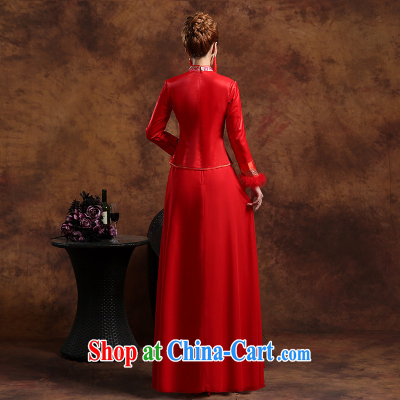 Sophie HIV than toasting Service Bridal Fashion 2015 new summer Chinese wedding dress qipao Sau Wo service Phoenix and long-sleeved dresses red S, than AIDS (SOFIE ABBY), online shopping