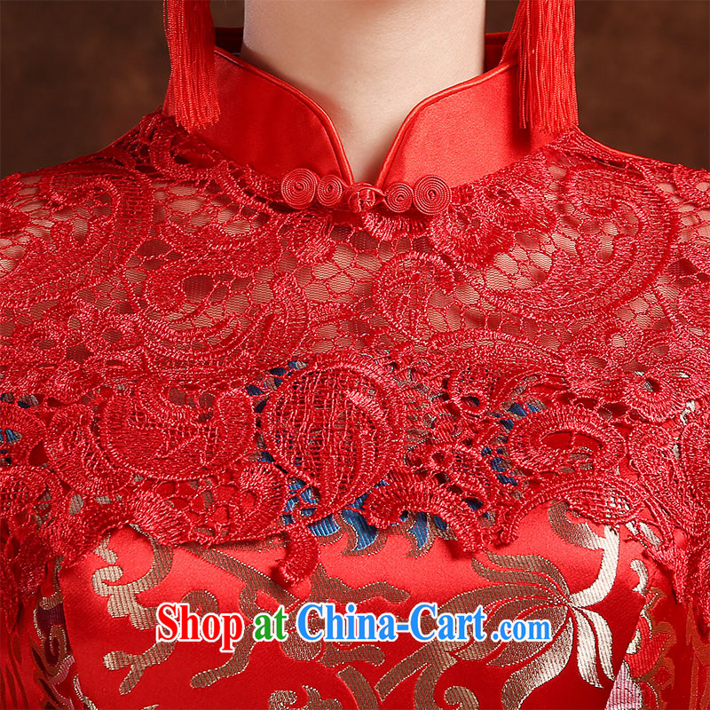 The Vanessa wedding dresses 2015 new marriages long-sleeved dresses and stylish red long-su Wo service beauty graphics thin cheongsam dress of Phoenix summer autumn female Red XXL, Vanessa (Pnessa), online shopping