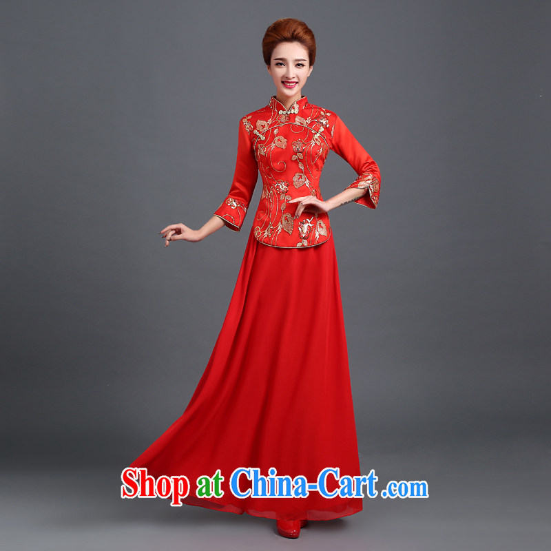The Vanessa bridal dresses 2015 summer bows new marriage, red outfit, Sau San video thin Chinese show reel outfit serving long-sleeved robes of Phoenix red XXL (the Code) and the Vanessa (Pnessa), online shopping