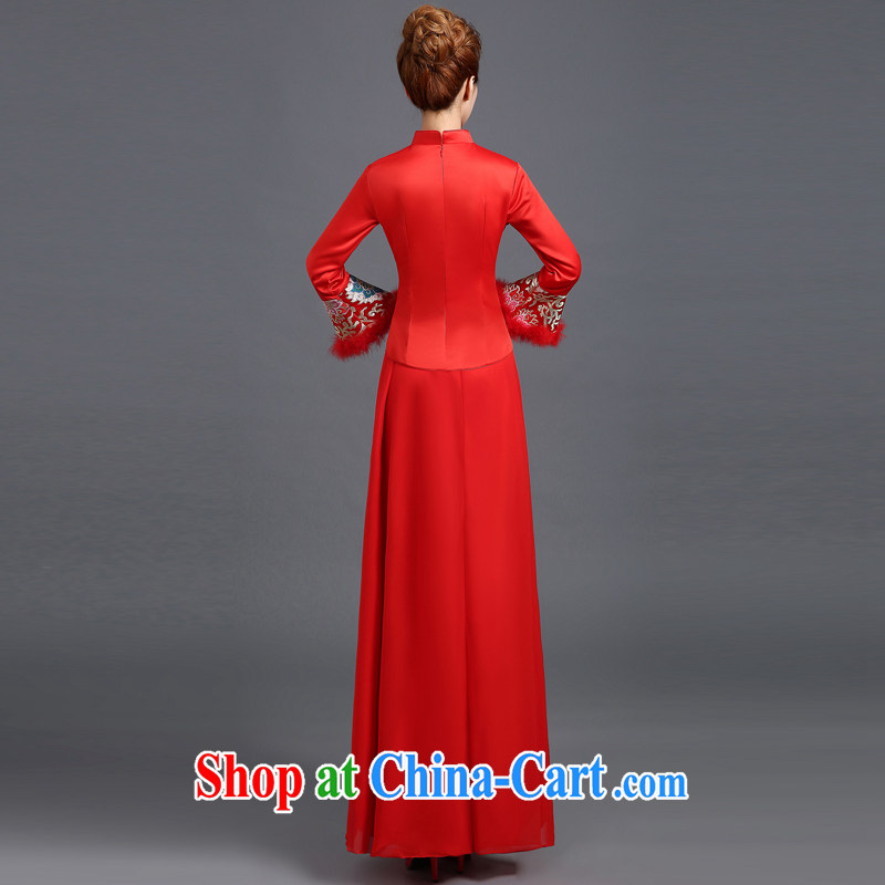 The Vanessa summer 2015 dresses and stylish new bride's wedding dresses long-sleeved retro dresses red long-serving Wo Fung also cheongsam Cultivating Female red XXL, Vanessa (Pnessa), online shopping
