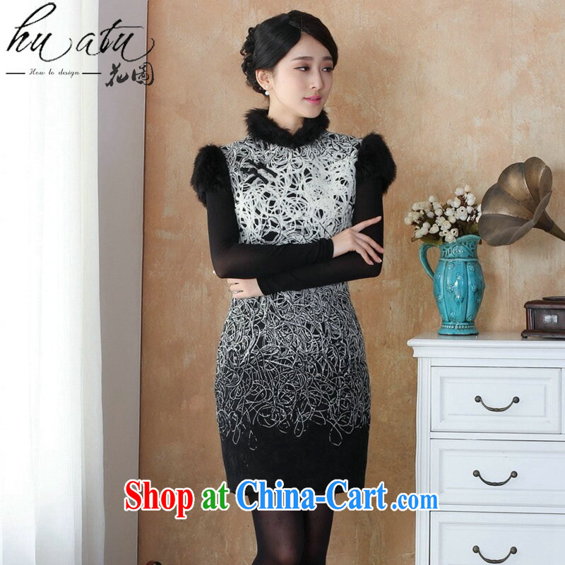 spend the winter new cheongsam dress Chinese cheongsam lace composite edges, stamp duty for cheongsam dress dress - 9 3 XL, figure, and shopping on the Internet