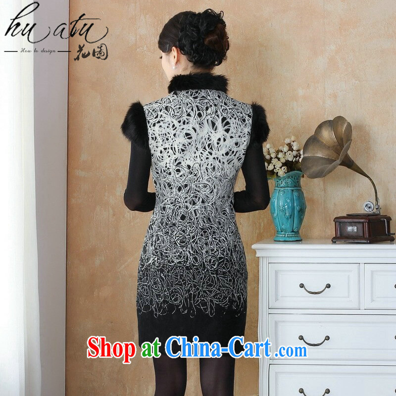 spend the winter new cheongsam dress Chinese cheongsam lace composite edges, stamp duty for cheongsam dress dress - 9 3 XL, figure, and shopping on the Internet