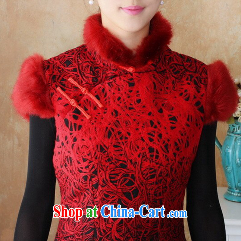 Bin Laden smoke-free fall and winter cheongsam dress Chinese cheongsam lace composite edges, stamp duty for cheongsam dress dresses show - 10 3 XL, Bin Laden smoke, shopping on the Internet