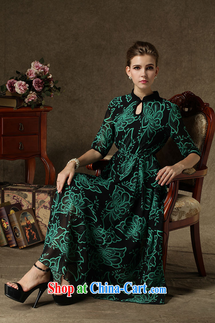 Beijing, a lady autumn and winter improved cheongsam, large retro skirt Ethnic Wind dresses blue M pictures, price, brand platters! Elections are good character, the national distribution, so why buy now enjoy more preferential! Health