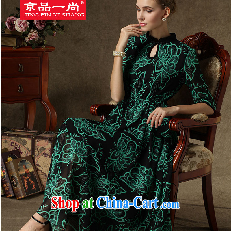 Beijing, yet a lady autumn and winter improved cheongsam, large retro skirt Ethnic Wind dresses blue M, Vladimir Putin, the (JINGPIN YISHANG), shopping on the Internet