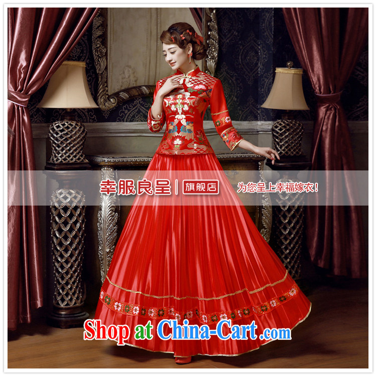Service was good in 2015 autumn and winter new Chinese brides with wedding dress red bows service married clothing cheongsam red 2 XL pictures, price, brand platters! Elections are good character, the national distribution, so why buy now enjoy more preferential! Health