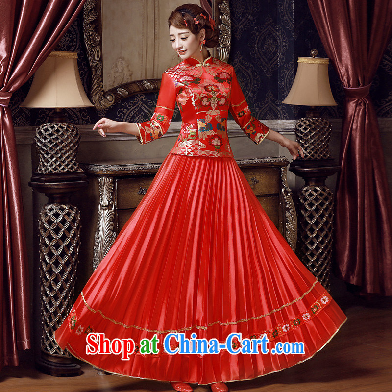 Service was good in 2015 autumn and winter new Chinese brides with wedding dress red bows service married clothing cheongsam red 2 XL, good service, and, shopping on the Internet