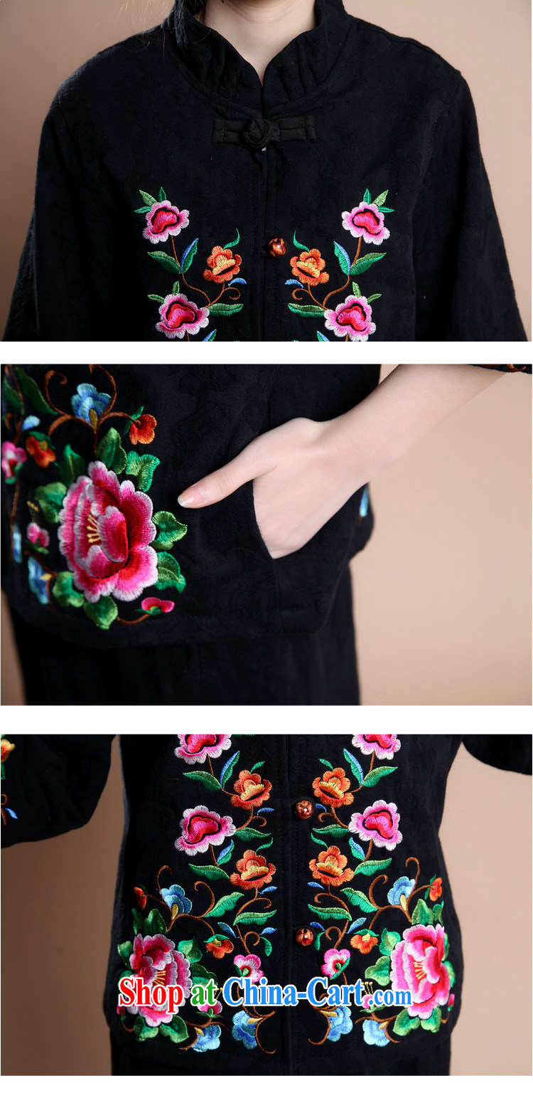 Air Shu Diane 2014 new Autumn with middle-aged women's coats 7 cuffs loose Chinese Ethnic Wind embroidery XL female black XXXL pictures, price, brand platters! Elections are good character, the national distribution, so why buy now enjoy more preferential! Health