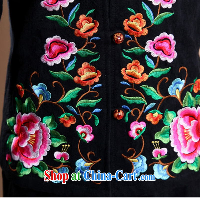 Air Shu Diane 2014 new autumn and the middle-aged women's coats 7 sub-cuff loose Chinese Ethnic Wind embroidery XL female black XXXL, aviation Shu Diane, shopping on the Internet