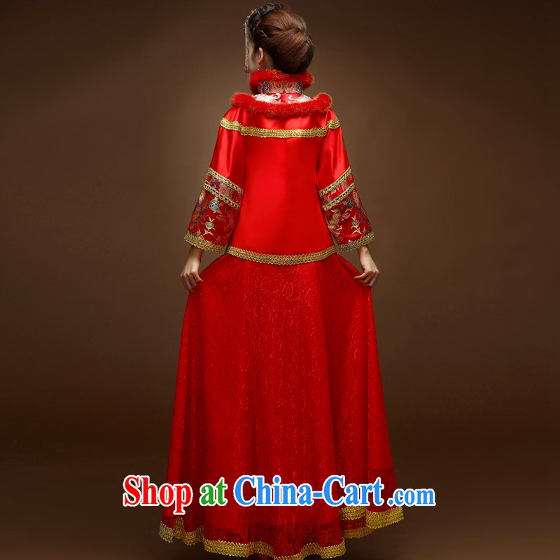A good service is 2015 New Spring Summer bridal wedding dress Chinese Soo Wo service married cheongsam dress uniform toasting red 2 XL, serving a good solid, shopping on the Internet