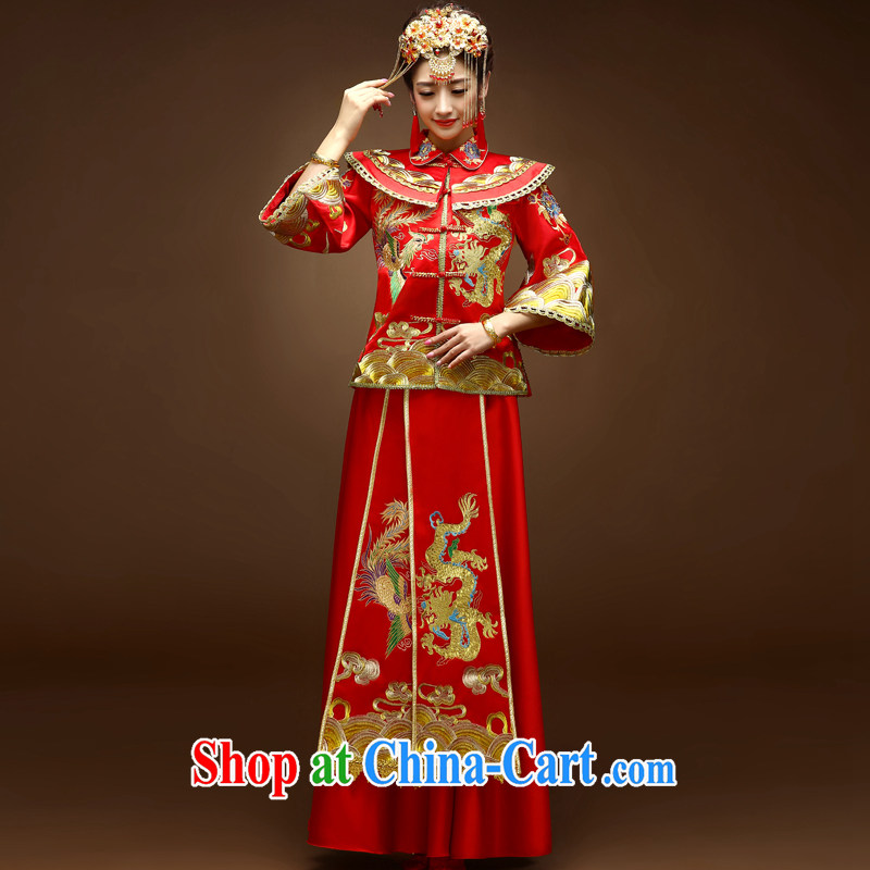 A good service is 2015 new Chinese wedding dress bridal bride toast clothing clothing and dresses show reel service use phoenix dress red M, good service, and shopping on the Internet