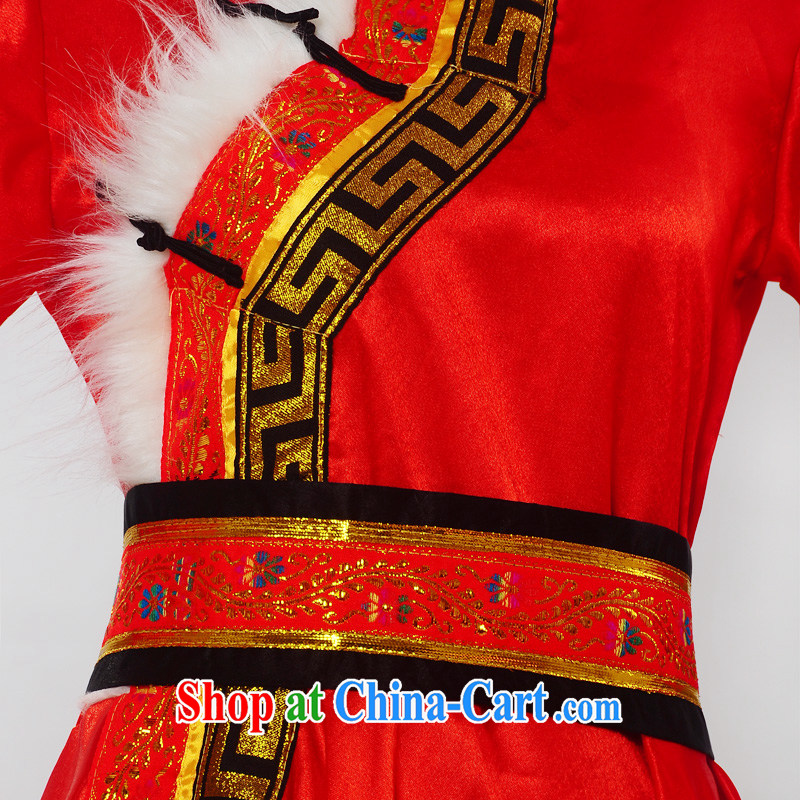 Double-122,014, genuine new Mongolia show serving ethnic minorities Mongolian folk girl costumes dance clothing HXYM - 0028 red XL, King coconut, shopping on the Internet