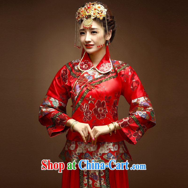 A good service is 2015 New Spring Summer Chinese brides and married Yi wedding dress toast clothing qipao Sau Wo service red S, good service, and, shopping on the Internet