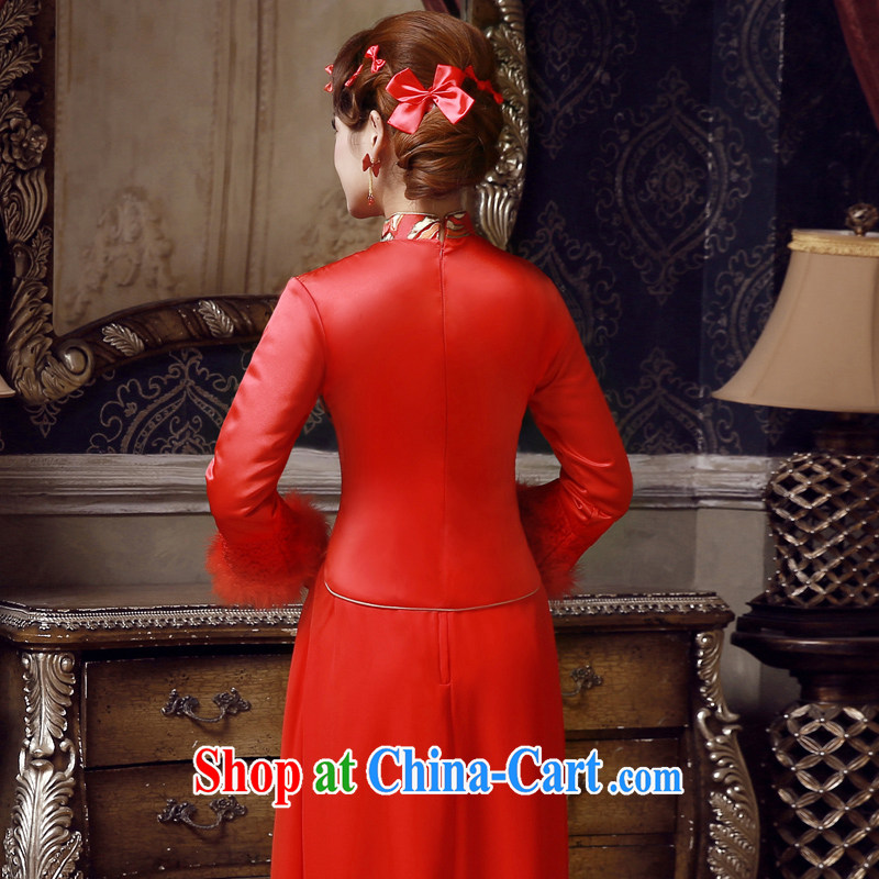 A good service is 2015 New Spring Summer wedding dresses Chinese bride toast long-sleeved clothing red cheongsam red 2 XL, good service, and shopping on the Internet