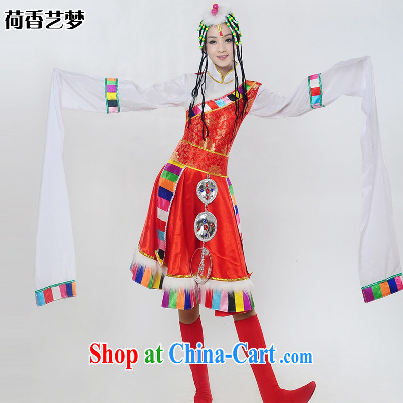 I should be grateful if you would arrange for Performing Arts Hong Kong 2014 dream new Tibetan water cuff dance costumes minority theatrical clothing female HXYM 0029 red M