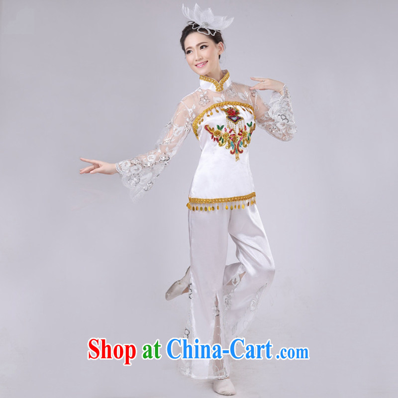 Dual 12 performing arts dream dress 2014 New Fan Dance Yangge serving serving stage performances from Koguryo serving serving national costumes HXYM - 0030 white XXXL, King coconut, shopping on the Internet
