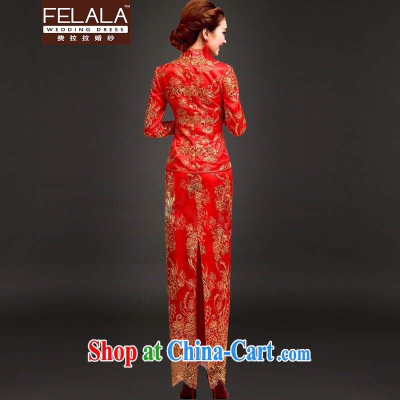Ferrara 2015 new winter Chinese bride's long-sleeved qipao gown Phoenix use thin Folder Category, gold, Suzhou XL shipping, La wedding (FELALA), shopping on the Internet