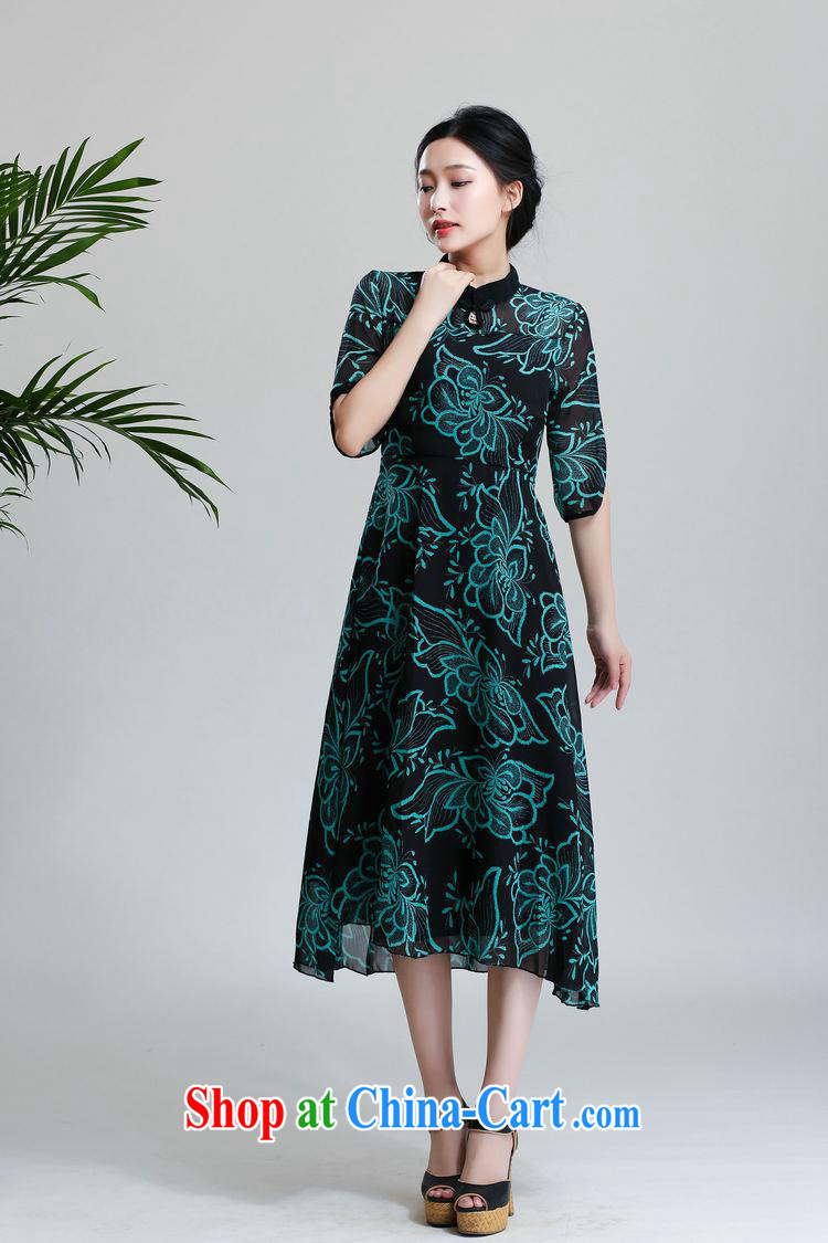 The retro improved cheongsam stamp duty cultivating long skirt the skirt antique dresses black bottom dark floral XL pictures, price, brand platters! Elections are good character, the national distribution, so why buy now enjoy more preferential! Health