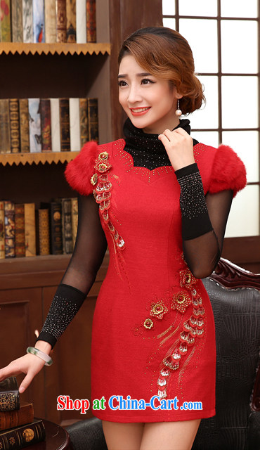 Morning, 2014 autumn and winter with new, modern day improved retro luxury hair short dresses, wool skirt red XXL pictures, price, brand platters! Elections are good character, the national distribution, so why buy now enjoy more preferential! Health