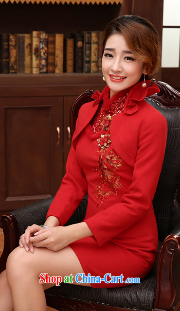 Morning 2014, Bride with autumn and winter wedding dresses improved wool toast Chinese long-sleeved gown skirt two piece red XXL pictures, price, brand platters! Elections are good character, the national distribution, so why buy now enjoy more preferential! Health