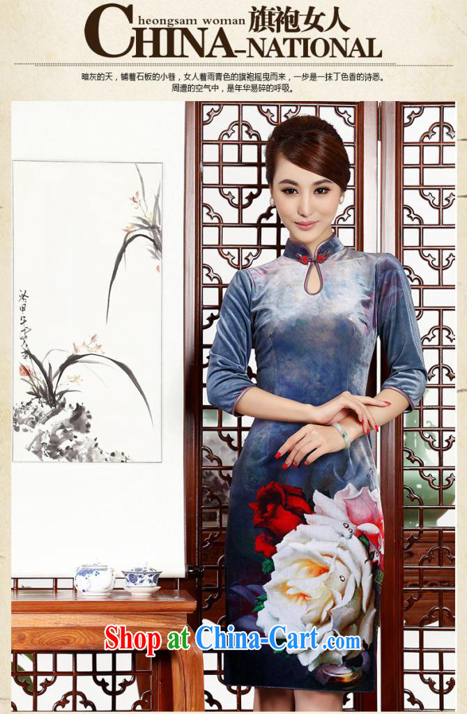 As regards genuine 2014 autumn and winter new really scouring pads positioning flower dresses dresses really velvet cheongsam high picture color XXL pictures, price, brand platters! Elections are good character, the national distribution, so why buy now enjoy more preferential! Health