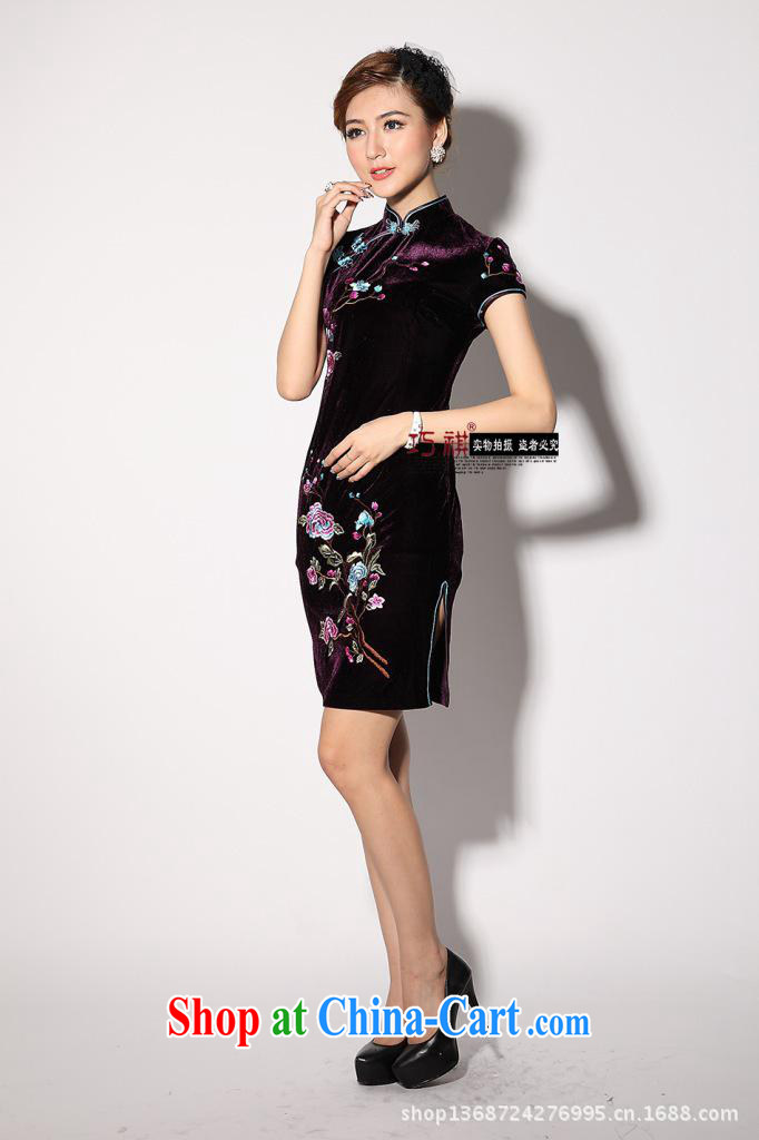 As regards genuine 2014 new improved embroidery short cheongsam daily retro graphics thin beauty/short-sleeved dresses black XXXL pictures, price, brand platters! Elections are good character, the national distribution, so why buy now enjoy more preferential! Health