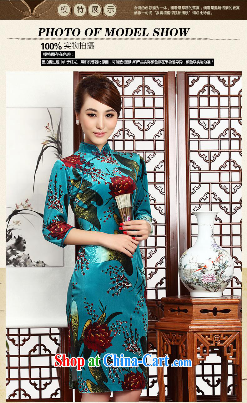 2014 as regards autumn is new, the cuff velvet cheongsam qipao improved China wind women's clothing dresses cheongsam blue XXL pictures, price, brand platters! Elections are good character, the national distribution, so why buy now enjoy more preferential! Health