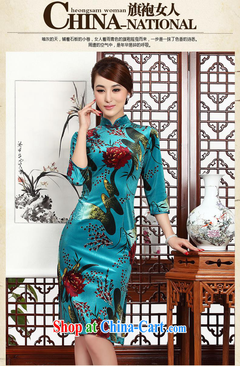 2014 as regards autumn is new, the cuff velvet cheongsam qipao improved China wind women's clothing dresses cheongsam blue XXL pictures, price, brand platters! Elections are good character, the national distribution, so why buy now enjoy more preferential! Health