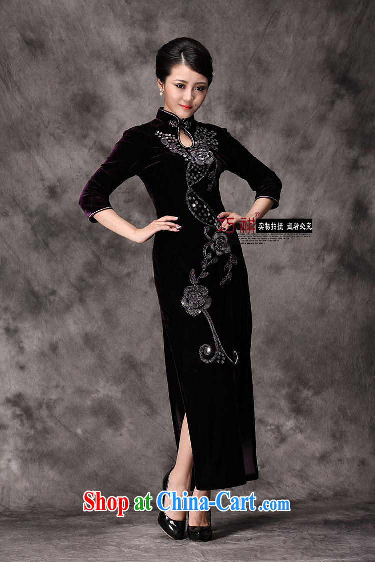 As regards genuine 2014 new scheduled drill long cheongsam stylish improved retro air the drill will drill long dress purple short-sleeved XXXL pictures, price, brand platters! Elections are good character, the national distribution, so why buy now enjoy more preferential! Health