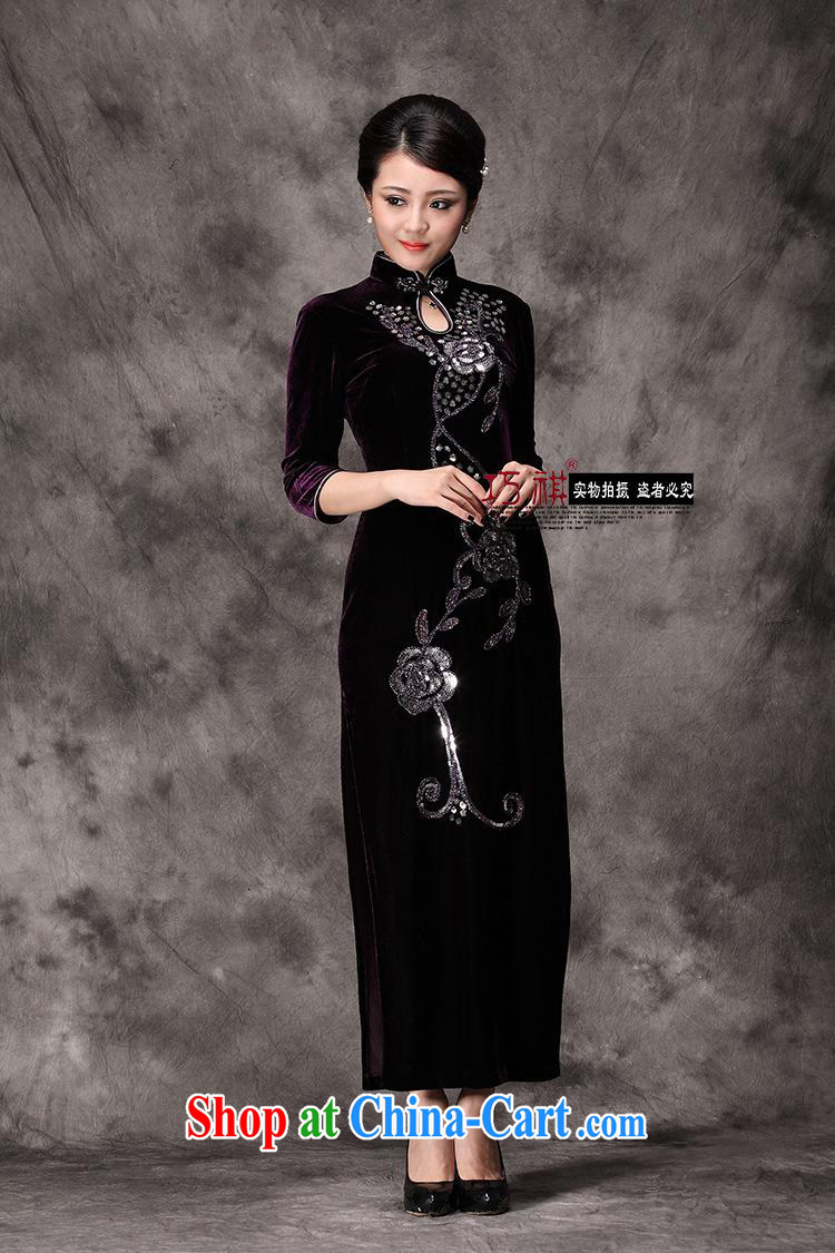 As regards genuine 2014 new scheduled drill long cheongsam stylish improved retro air the drill will drill long dress in purple cuff XXXL pictures, price, brand platters! Elections are good character, the national distribution, so why buy now enjoy more preferential! Health