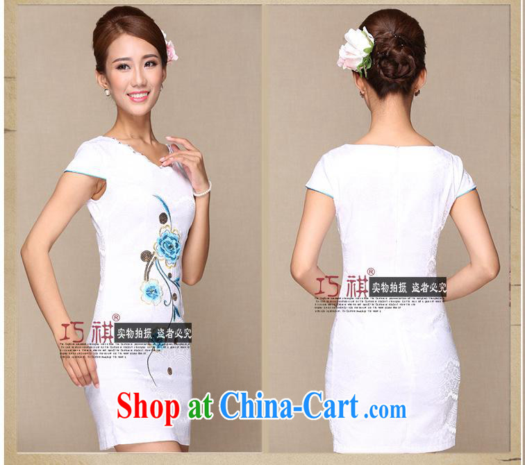 2014 as regards new stylish improved cheongsam dress daily improved retro dresses skirt embroidery improved cheongsam white XL pictures, price, brand platters! Elections are good character, the national distribution, so why buy now enjoy more preferential! Health