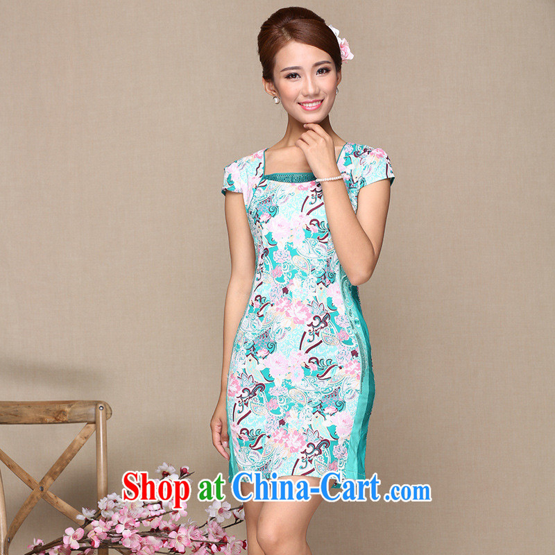 As regards new improved stylish dresses dress suits daily improved cheongsam dress hot drill improved quality qipao dress picture color XL