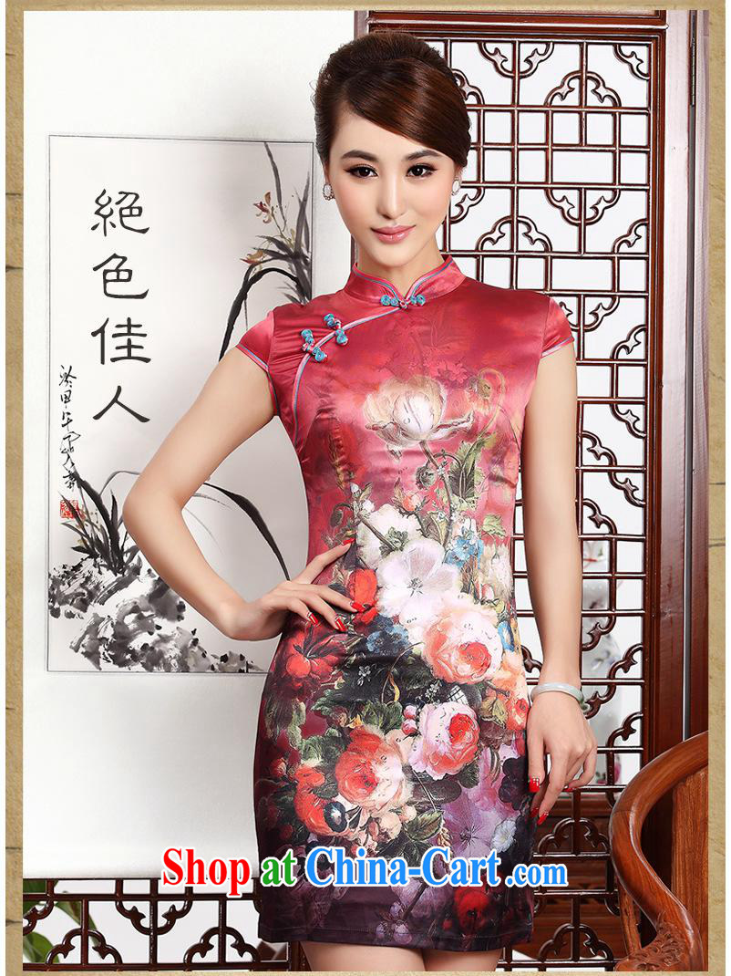 2014 New Silk short cheongsam Stylish retro style graphics thin package and improved daily goods short women pictures autumn colors XXL pictures, price, brand platters! Elections are good character, the national distribution, so why buy now enjoy more preferential! Health