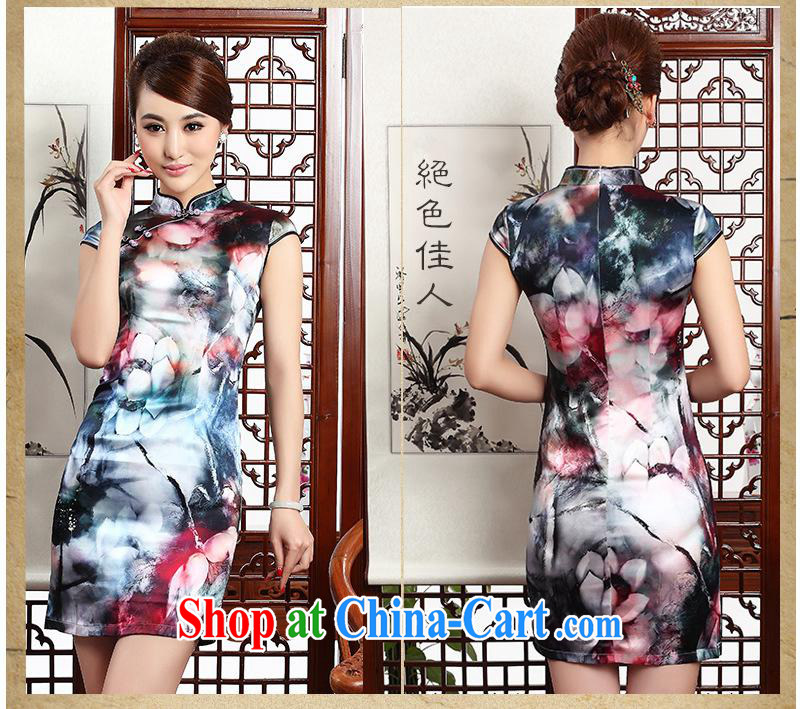 Fall 2014 new, improved Chinese fashion cheongsam Silk Cheongsam dress ethnic wind retro short cheongsam picture color XXL pictures, price, brand platters! Elections are good character, the national distribution, so why buy now enjoy more preferential! Health