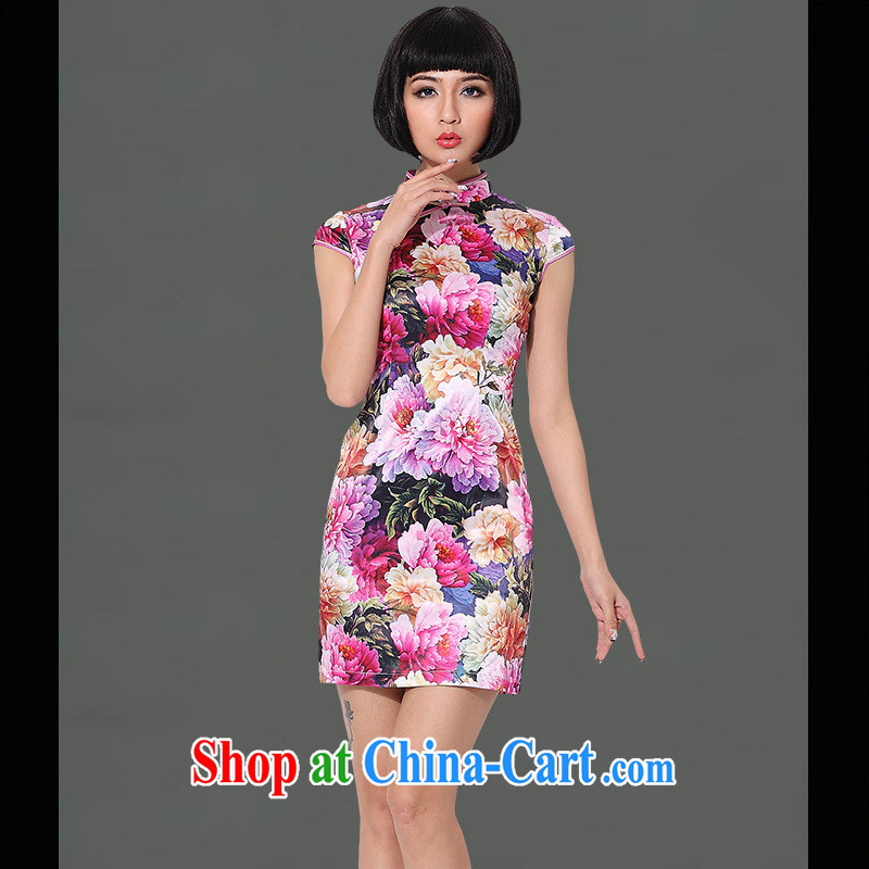 As regards genuine 2014 new stylish improved cheongsam daily summer dresses skirts cultivating female improved sexy outfit red XXXL