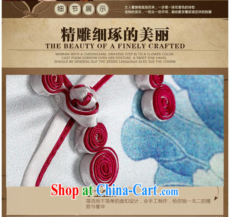 2014 as regards new Silk Cheongsam dress upscale silk retro dresses daily banquet Silk Cheongsam new blue XXL pictures, price, brand platters! Elections are good character, the national distribution, so why buy now enjoy more preferential! Health