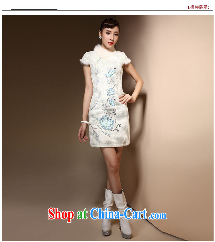 Cyd Ho Kwun Tong Winter Love dresses new 2015 winter clothes retro embroidery wool collar daily folder cotton robes QM 3913 m White XXL pictures, price, brand platters! Elections are good character, the national distribution, so why buy now enjoy more preferential! Health