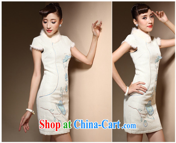 Cyd Ho Kwun Tong Winter Love dresses new 2015 winter clothes retro embroidery wool collar daily folder cotton robes QM 3913 m White XXL pictures, price, brand platters! Elections are good character, the national distribution, so why buy now enjoy more preferential! Health