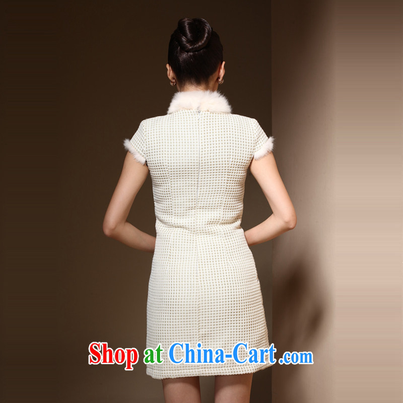 Cyd Ho Kwun Tong Winter Love dresses new 2015 winter clothes retro embroidery wool collar daily folder cotton robes QM 3913 m White XXL, Sau looked Tang, shopping on the Internet