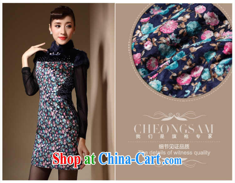Cyd Ho Kwun Tong Fang rain dresses 2014 new winter clothes floral Chinese hair collar sexy folder cotton cheongsam dress QM 3932 fancy XXXL pictures, price, brand platters! Elections are good character, the national distribution, so why buy now enjoy more preferential! Health