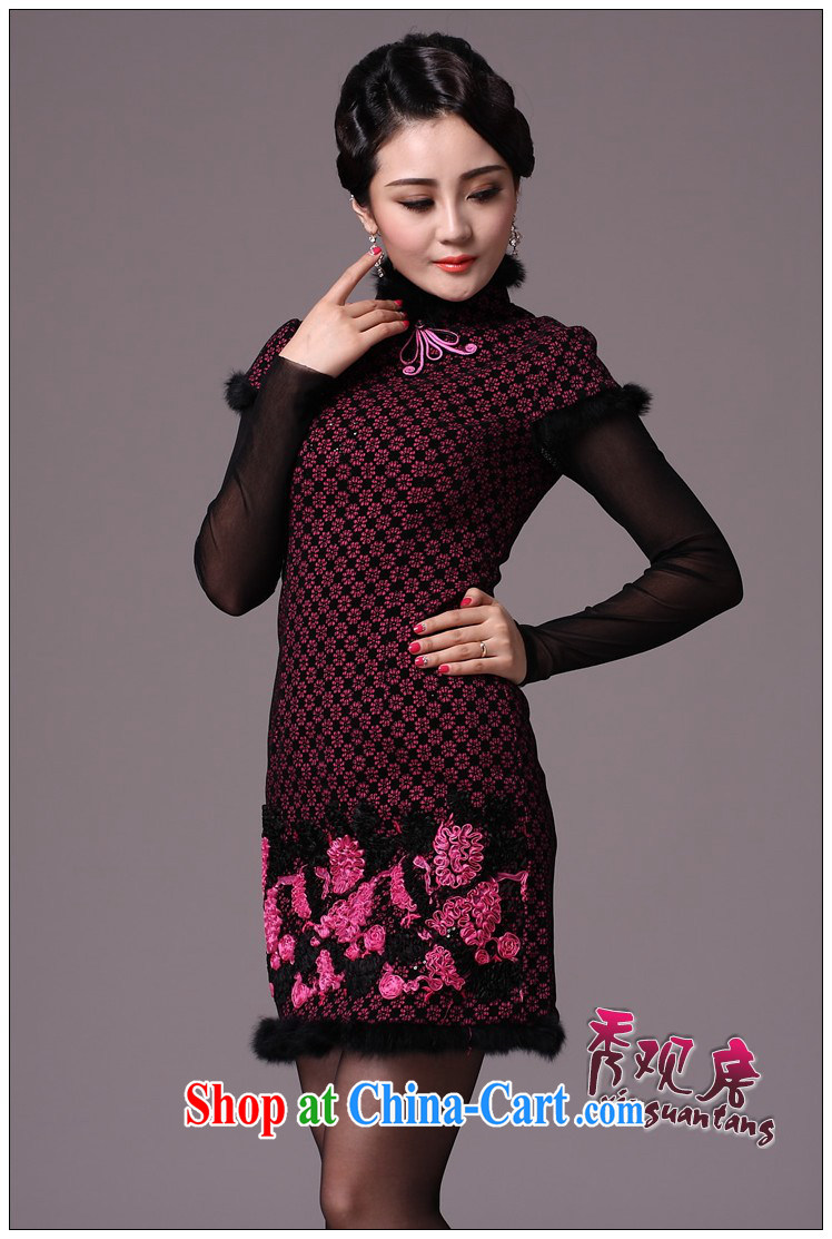 Cyd Ho Kwun Tong red mini-drunk gross winter dresses?/2014 winter clothes new, improved cheongsam dress/thick G 97,123 black and red XXL pictures, price, brand platters! Elections are good character, the national distribution, so why buy now enjoy more preferential! Health