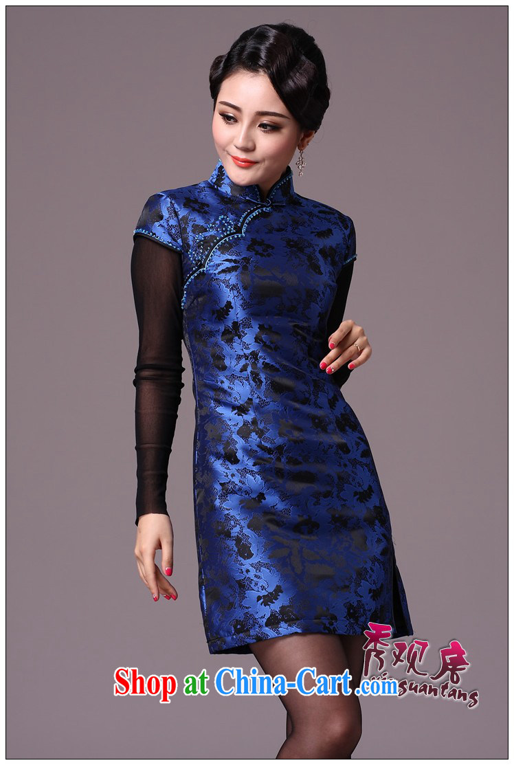 Cyd Ho Kwun Tong blue night fragrant winter quilted robes/winter clothes 2015 new improved cheongsam dress retro G 97,129 blue XXL pictures, price, brand platters! Elections are good character, the national distribution, so why buy now enjoy more preferential! Health