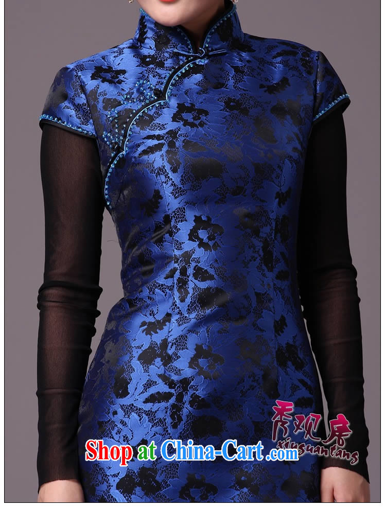 Cyd Ho Kwun Tong blue night fragrant winter quilted robes/winter clothes 2015 new improved cheongsam dress retro G 97,129 blue XXL pictures, price, brand platters! Elections are good character, the national distribution, so why buy now enjoy more preferential! Health
