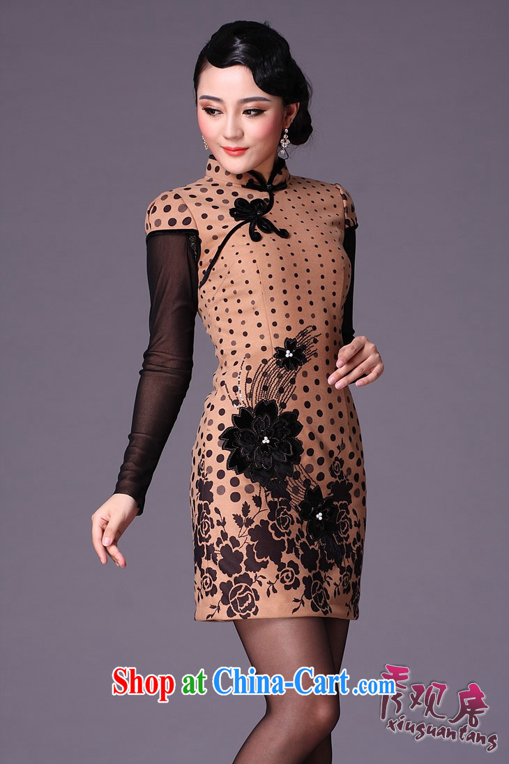 Cyd Ho Kwun Tong M card wave point gross winter dresses?/winter dresses 2015 new/improved cheongsam dress G 95,125 brown XXL pictures, price, brand platters! Elections are good character, the national distribution, so why buy now enjoy more preferential! Health