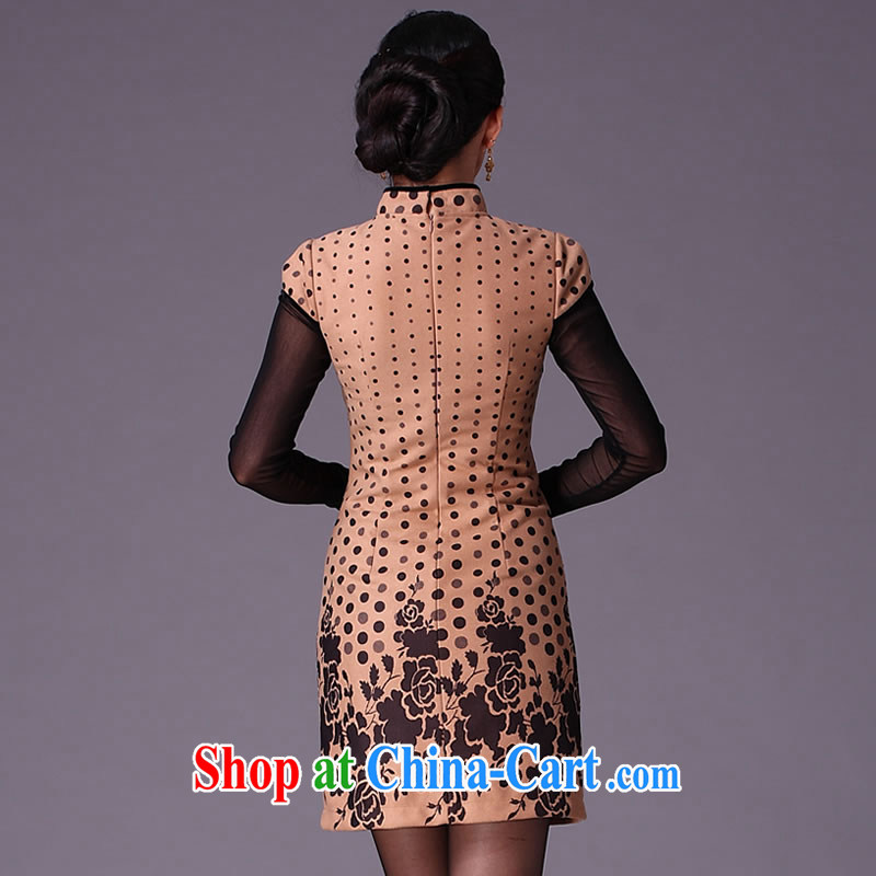 Cyd Ho Kwun Tong M card wave point gross winter dresses?/winter dresses 2015 new/improved cheongsam dress G 95,125 brown XXL, Sau looked Tang, shopping on the Internet