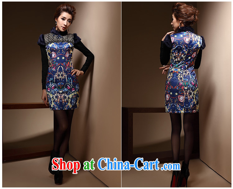 Cyd Ho Kwun Tong Sang-ju winter clothes folder cotton cheongsam dress Daily Beauty stamp National wind cheongsam dress QM 31,035 blue XXL pictures, price, brand platters! Elections are good character, the national distribution, so why buy now enjoy more preferential! Health