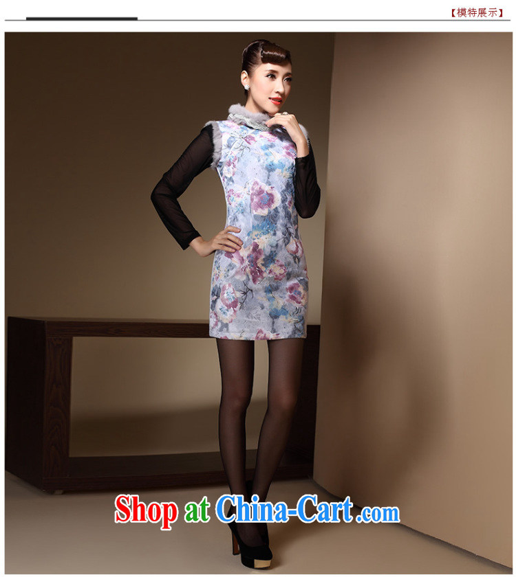 Cyd Ho Kwun Tong's improved cheongsam 2015 winter clothing new Chinese Antique rabbit hair clip cotton dress QM 3912 light blue XXL pictures, price, brand platters! Elections are good character, the national distribution, so why buy now enjoy more preferential! Health